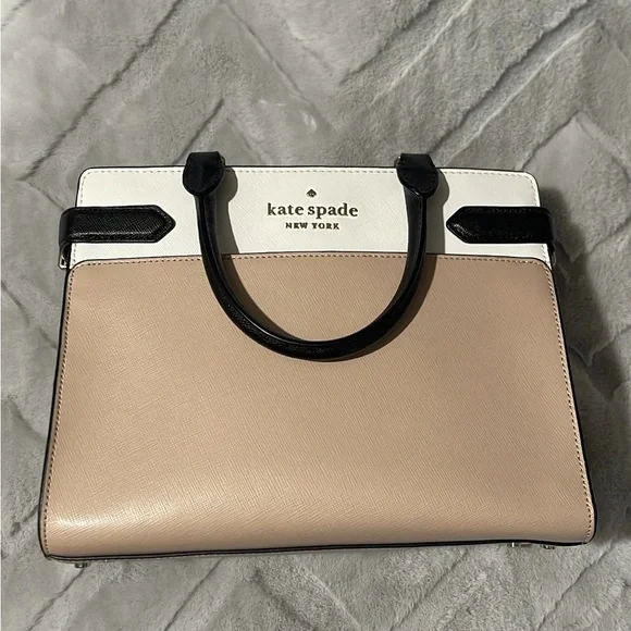 Kate Spade Two-Tone Satchel in Cream and Black - Picture 1 of 7